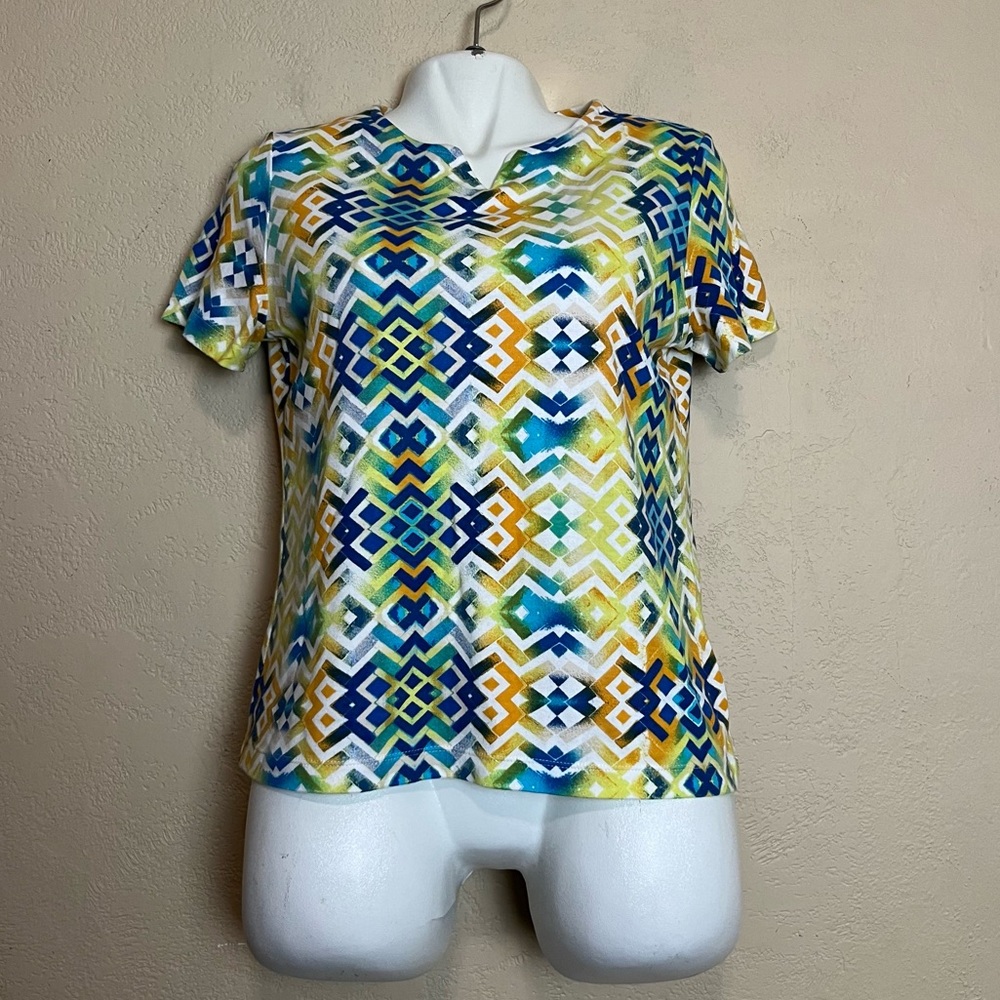 5/$30  Rebecca melone‎ short sleeve multicolor bv louse size large petite